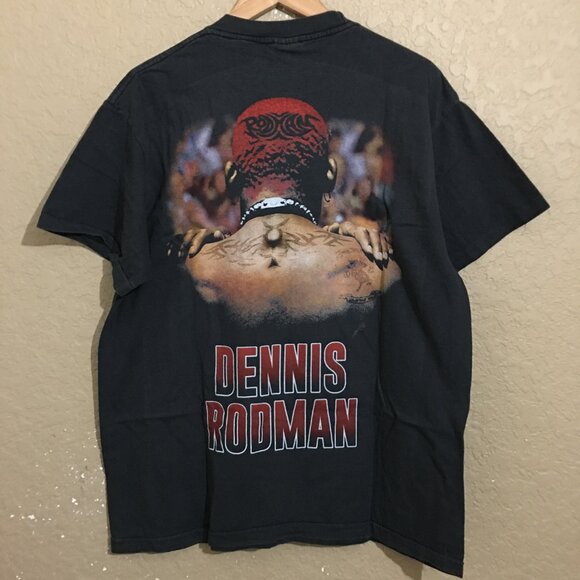Dennis Rodman Red Head Mega Print T-Shirt XL Faded Black - Picture 5 of 7